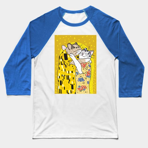 Cat Kiss Baseball T-Shirt by Thoo